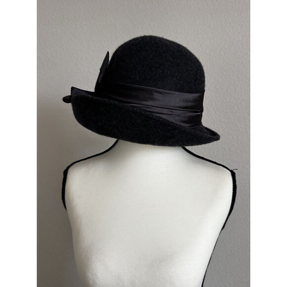 Betmar New York 100% Wool Felt Cloche Hat Gray Ribbon Vintage Style Elegant main image 4